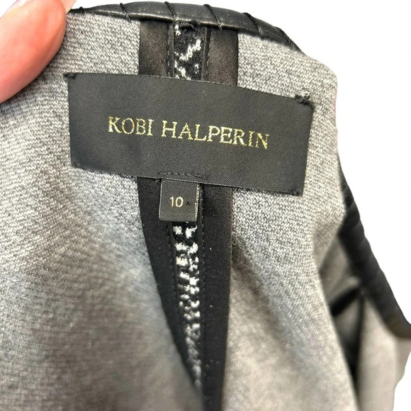 Kobi Halperin Black Gray Zip Up Knit Moto Blazer Jacket Wool Blend Size 10 - Picture 8 of 9